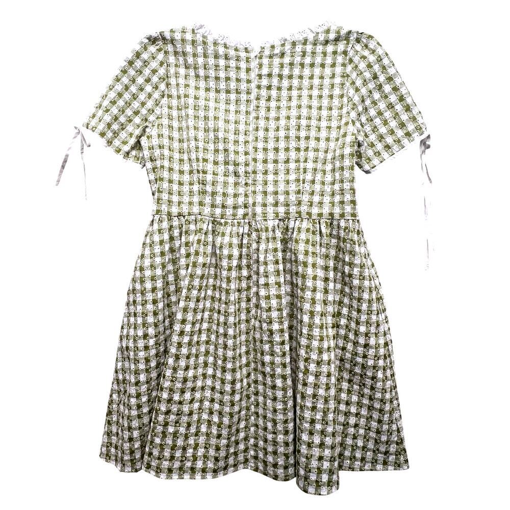 Smak Parlour Green Gingham Daisy Dress XL Ruched Milkmaid Cottagecore - Picture 3 of 7